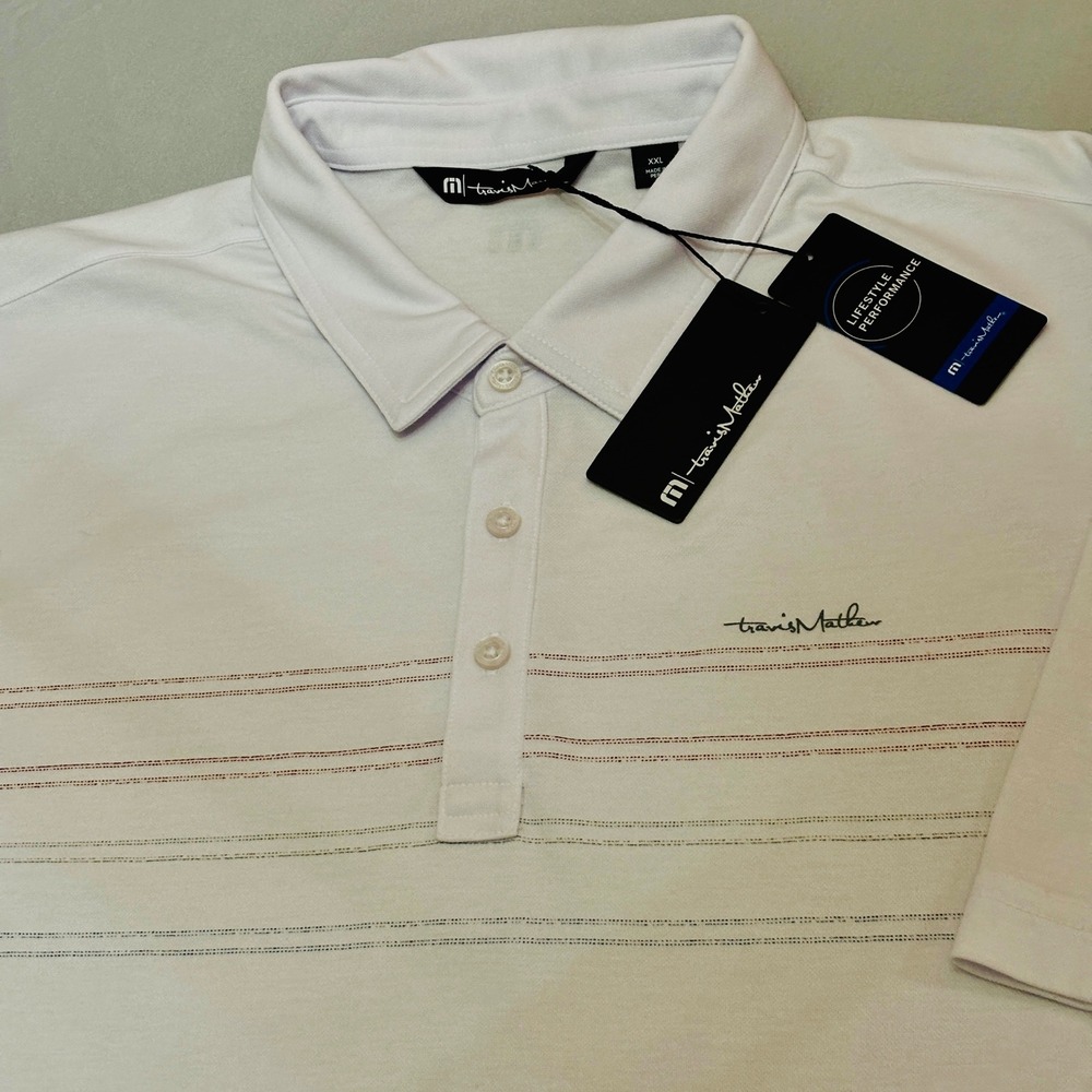 TravisMathew‎ Madero Polo Mens XXL White New Performance Golf Shirt 1MY570